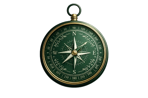 Antique green and brass compass